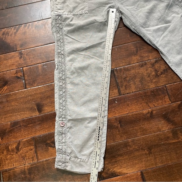 Sundance Organia Lace Trim Linen blend Roll-up Pants Grey size 14 - Picture 8 of 14